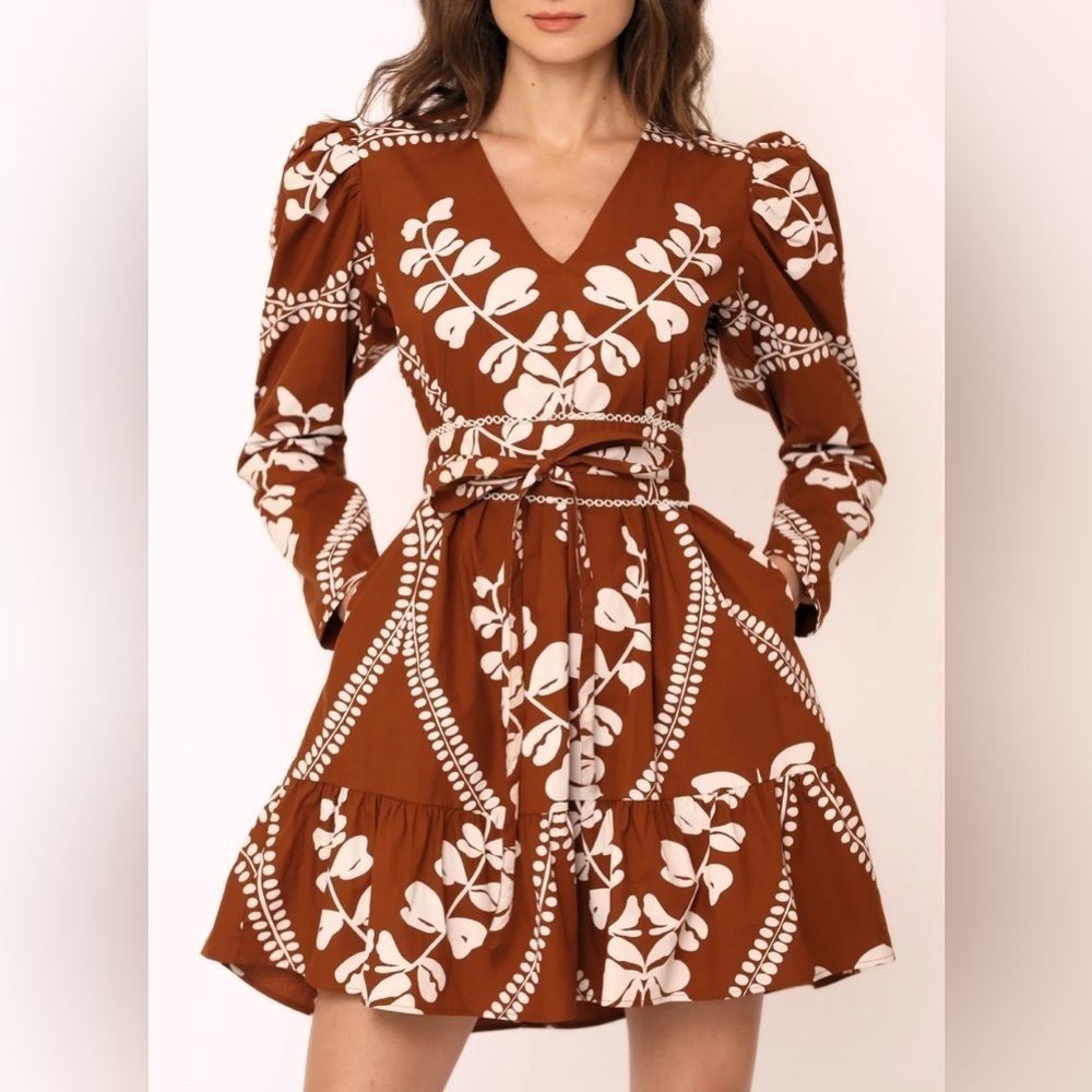 NEW Beyond by Vera Heidi mini dress HEART BROWN XS